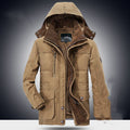 Men's Warm Long Cotton Jacket for Middle-Aged (Black)
