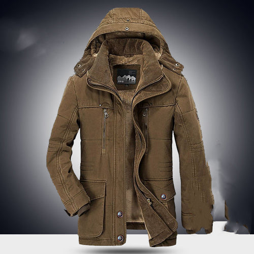 Chaqueta larga de algodón abrigada para hombre (Negro)